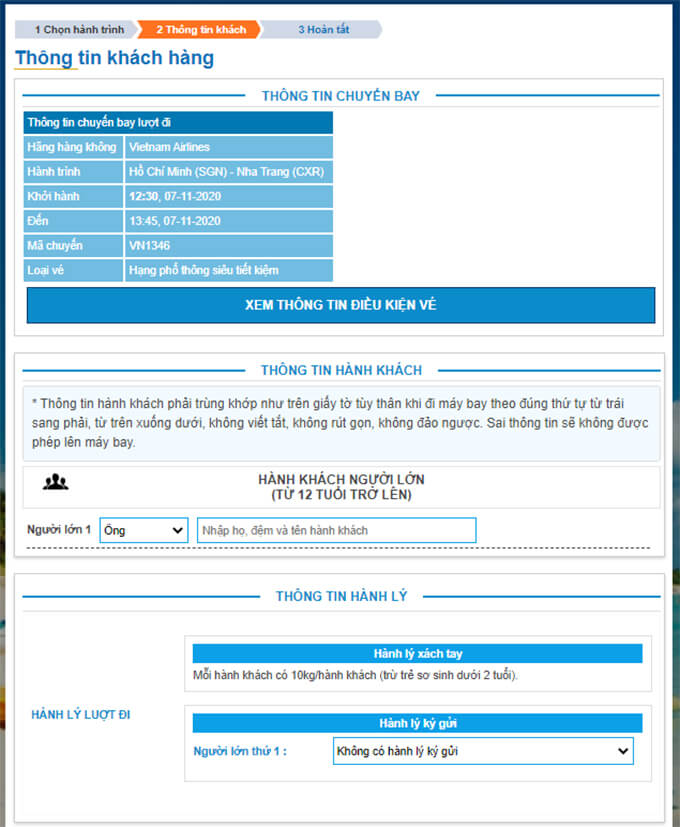 Hướng dẫn đặt vé máy bay vietnamairlines